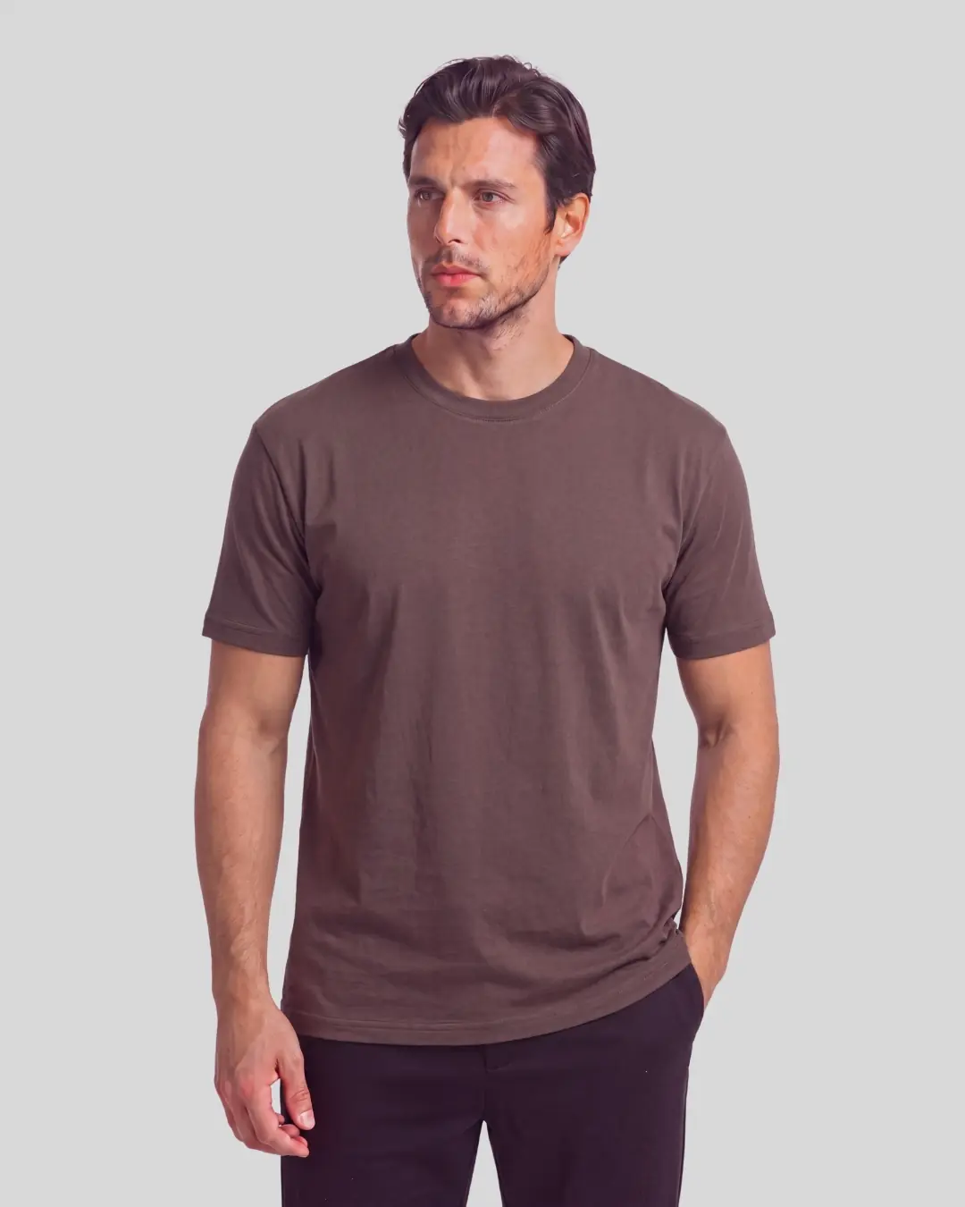 Suprem Regular Fit Basic Tişört - Koyu Kahve